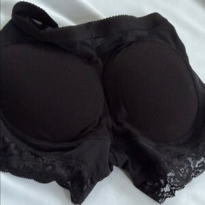 Black Lace-Trim Padded Shaping Shorts